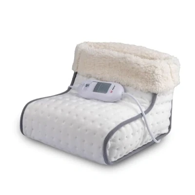 Imagen de alpina Calentador de pies eléctrico, 3 niveles calor, funda interior lavable, 100 W, blanco/gris, 30 x 23