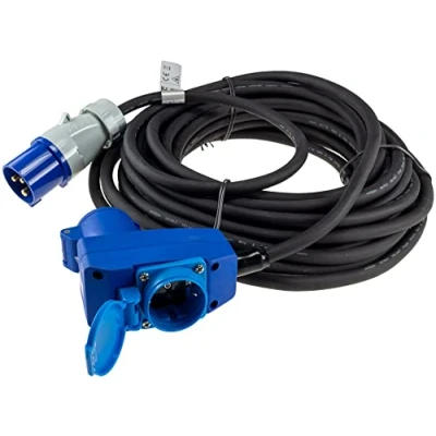 Imagen de Cable alargador CEE 15 metros IP44 enchufe con tapa protectora 230 V I H07RNF 3G2,5 para caravanas, camping, caravanas y autocaravanas