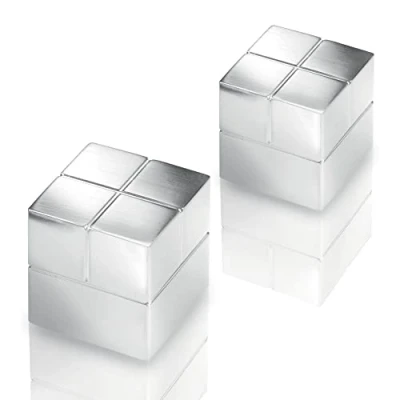 Imagen de SIGEL BA706 Juego de 2 imanes cuadrados, neodimio N48, para pizarras magnéticas, 2x2x2 cm, plateado
