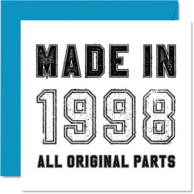 Imagen de tarjeta de cumpleaños número 26 para hombres y mujeres, hecha en 1998, todas las piezas originales, divertida hijo, hija, hermano, hermana, 145 mm x mm,