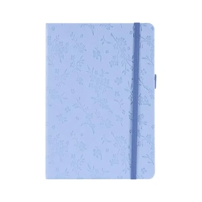 Imagen de Idena 11367 Cuaderno A5, floral en azul, 80 páginas cuadriculadas, g/m², con goma elástica y presilla para bolígrafos, FSC mixto