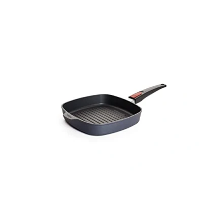 Imagen de Woll Diamond Lite Sartén parrilla cuadrada con ranuras (24 x 24 cm, 4 cm de alto, mango extraíble, apta para todo tipo fuegos, aluminio fundido, revestimiento antiadherente, horno)