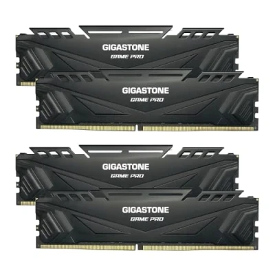 Imagen de 【DDR4 RAM】 GIGASTONE Game Pro 32GB Kit(4x8GB) DDR4 3200MHz PC4 25600 CL 16 18 40 Intel XMP 2.0 AMD Ryzen 1.35V UDIMM 288pin sin búfer ECC Desktop de Memoria Alto Rendimiento Negro