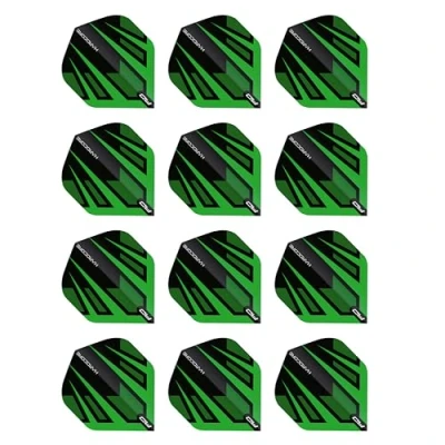 Imagen de RED DRAGON Hardcore Radical Green &amp; Black Dart Flights 4 juegos por paquete (12 vuelos de dardos en total)