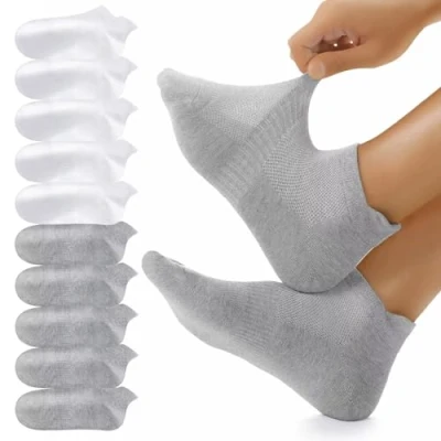 Imagen de YouShow Calcetines Tobilleros Hombre Deporte Mujer Ciclismo Running Hombres Algodón 10 Pares Blanco Gris 47 50