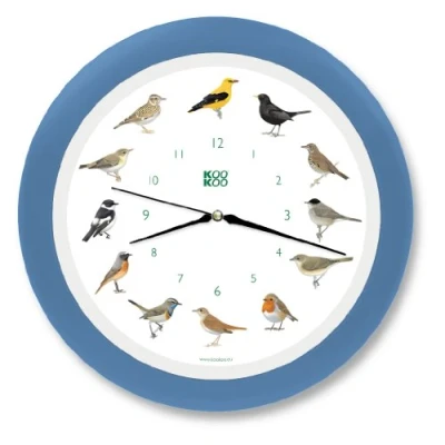 Imagen de KOOKOO Singvögel Quartz Azul Celeste, Reloj de Pared con 12 pájaros cantores, nativos, grabaciones Originales la Naturaleza