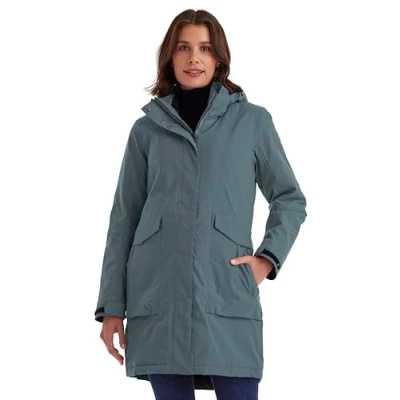 Imagen de killtec Mujer Parka/abrigo impermeable con capucha cremallera Damen Funktionsparka, blaugrau, 42, 43284 000