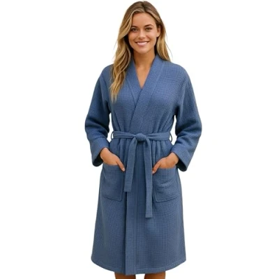 Imagen de Morgenstern Albornoz Mujer Diseño de Gofre Kimono Bata Piqué Algodón Gris Talla 42/44