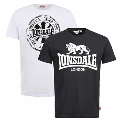 Imagen de Lonsdale Doppelpack Camiseta estampada, Hombre, Talla: 4XL, Black white