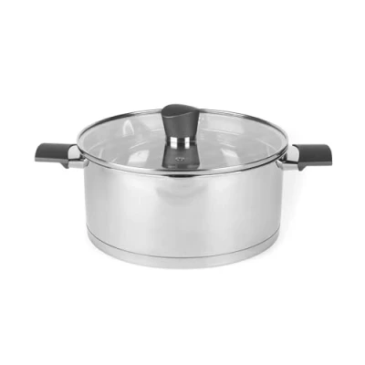 Imagen de Russell Hobbs RH01168EU7 Excellence 24 cm Suppentopf Edelstahl Kochtopf, Glasdeckel, induktionsgeeignet, Ausgießlippe, hochglanzpoliert, PFOA frei, 4,8 l Fassungsvermögen, Suppen und Eintöpfe