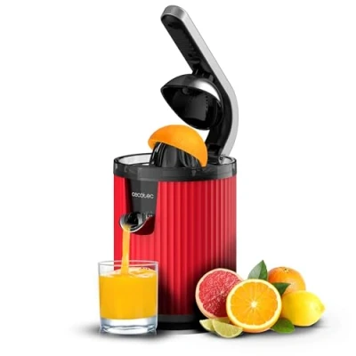 Imagen de Cecotec Exprimidor Eléctrico de Brazo para Naranjas y Cítricos Xqueeze RetroJuice 600 Red. 600W, Estilo Retro, Filtro Acero Inoxidable, Cono Plástico, Palanca Extraer Pulpa, Antigoteo