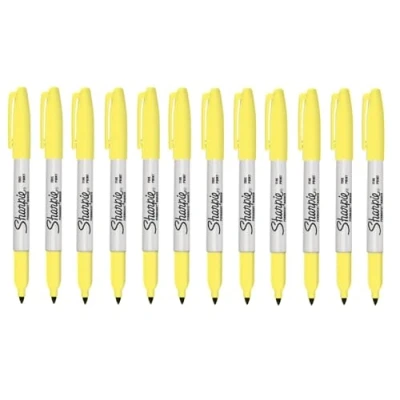 Imagen de Newell Brands Sharpie Rotulador permanente de punta fina, color amarillo citrino, paquete 12