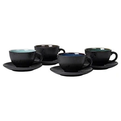 Imagen de Bitz Cup and Saucer Gastro Black/multi Blue 240 ml 4 Pieces