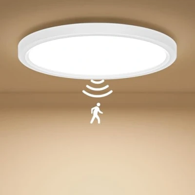 Imagen de Birnetek® Lampara Techo con Sensor de Movimiento, 18W 1800LM Plafon LED Movimiento Por Radar, 3000K, 4000K, 6500K, 22cm Lámpara para Pasillo, Escaleras, Garaje