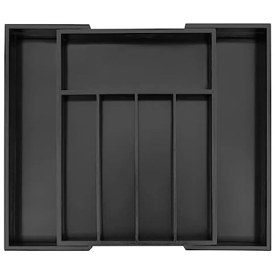 Imagen de Utoplike Bandejas organizadoras de bambú para cajones cubiertos, Portautensilios extensible, Organizador ajustable herramientas pequeñas en cocina, salón, Negro
