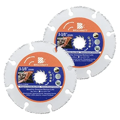 Imagen de Rueda múltiple de carburo, BRSCHNITT 2 piezas 100 mm con eje 22,23 16 Disco corte carburo tungsteno Hoja sierra circular para madera, laminado, placa yeso, plástico