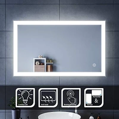 Imagen de SIRHONA Espejo de Baño 60x100cm con Iluminación LED, Pared Interruptor Táctil,Espejo Luz ANTIVAHO Accesorios