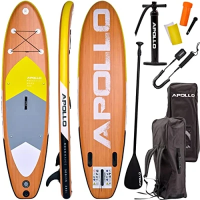 Imagen de Apollo Tabla Sup Set Completo para Paddle de Surf Hinchable con Remo, Bomba y Kit Reparación Remo Principiantes Profesionales