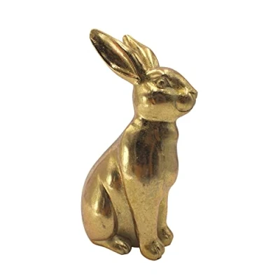 Imagen de Dekohelden24 Conejo Dorado de polirresina, Pascua, decoración tamaño: L/B/H Aprox. 9 x 5,5 16 cm, pequeño