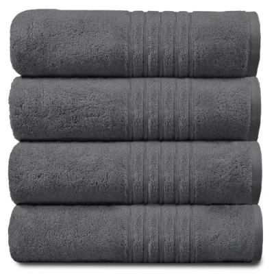 Imagen de GC GAVENO CAVAILIA Toalla de baño Extra Grande, Toallas algodón Egipcio, Juego 4 absorbentes Agua y Secado rápido, Color carbón