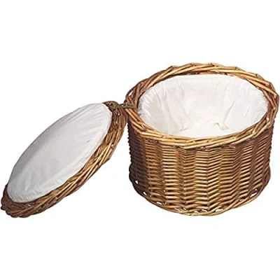 Imagen de cesta de huevos APS, color beige claro, contenedor huevos, mimbre sólido y resistente, para aproximadamente 20 mantiene el contenido caliente durante mucho tiempo gracias al forro tela, Ø 25 cm, altura 17,5 cm