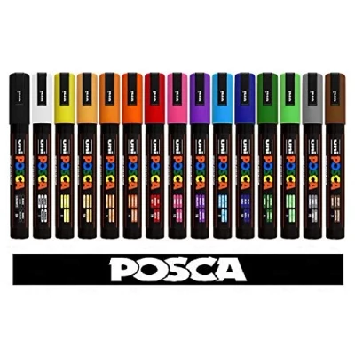 Imagen de POSCA Uni Ball Marcador PC 5M Tempera 15 Colores Surtidos Professional Set.