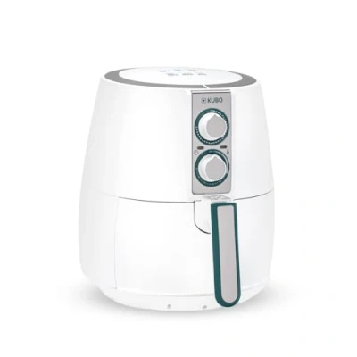 Imagen de freidora sin aceite Kubo de 2,5 L, aire, 1500 W, temperatura ajustable, temporizador, blanca, 17,8 x 23,4 24,8 cm