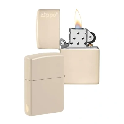 Imagen de Zippo Logotipo de y diseño Llama Flat Sand Laser Engrave Color Image Mechero, rellenable, en una Caja Regalo halta Calidad, Logo