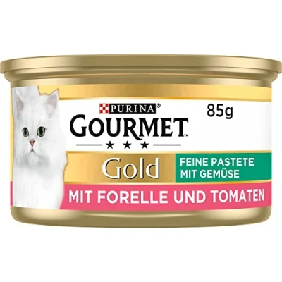 Imagen de Gourmet Gold Feine Pastet, Comida húmeda de óptimo calidad para gatos, con verduras, pack 12 (12 x 85 g)