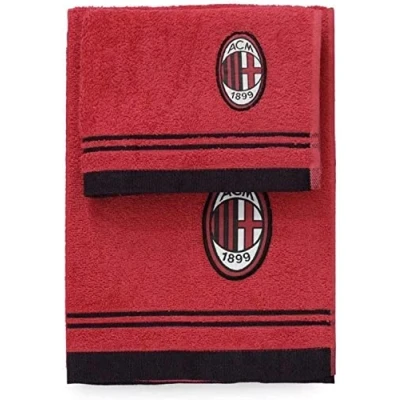 Imagen de AC Milan Juego de toallas/100% algodón Rizo, Color Rojo/Negro, 100 cm x 60 1