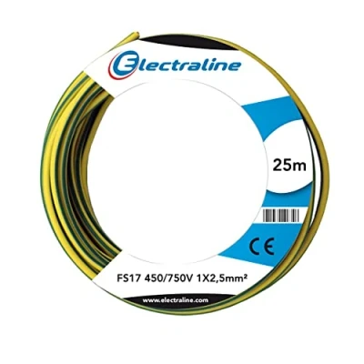 Imagen de Electraline 13172 Cable unipolar FS17, sección 1 x 2,5 mm², amarillo/verde, 25 m