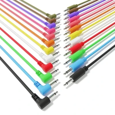 Imagen de ExcelValley 12 Pack Cables de Conexión Mono Modulares Híbridos TS 3,5mm 1/8&quot;Eurorack Sintetizador [180cm 71&quot;]