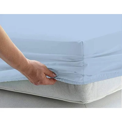 Imagen de DHestia. Sábanas Bajeras Esquinas Elásticas Ajustables. 100% Poliéster Microfibra. (Azúl Cielo, 105 x 190/200 cm)