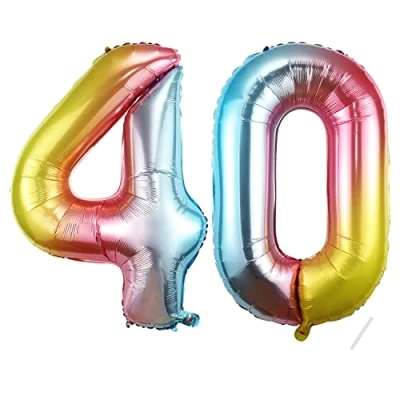 Imagen de Globos de Cumpleãnos Numeros 40,101 CM Arcoiris Globo Gigantes Grandes Decoracion,Globo Numero 40 Niño Niña Adultos decorazione,Vuelan con Helio