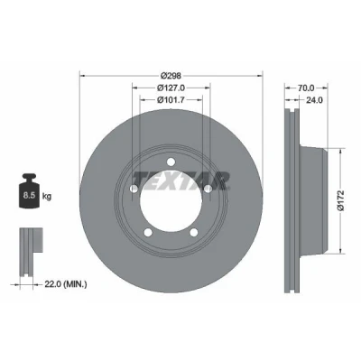 Imagen de TEXTAR 92061300 Disco de freno 298 24 05/05 127 ventilación interna sin cojinete rueda, perno sujeción buje rueda