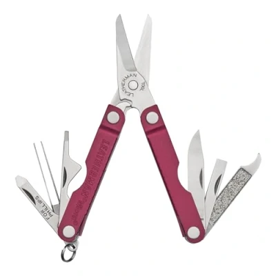 Imagen de Leatherman, Micra multiherramienta y llavero, incluye tijeras con resorte herramientas para el aseo personal, en acero inoxidable, hecha Estados Unidos, rojo cereza