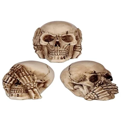 Imagen de Puckator Lot de 3 Petits Crânes Aveugle Sourd Muet Figuritas Decorativas, Multicolor, único