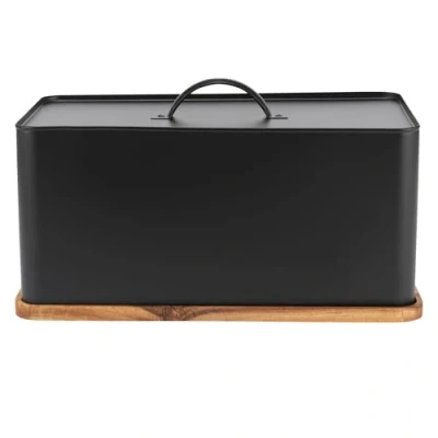 Imagen de Salter BW13564EU7 Toronto Panera con tabla de cortar Caja almacenamiento en la encimera base madera, y servir, contenedor rectangular para soporte pan, fácil limpiar, negro