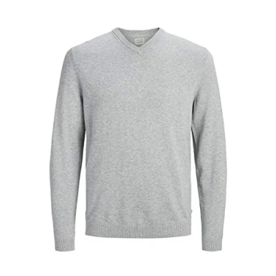 Imagen de Jack &amp; Jones Jersey de Punto para Hombre con Cuello Pico, Gris (Light Grey Melange Light Melange), XXXL