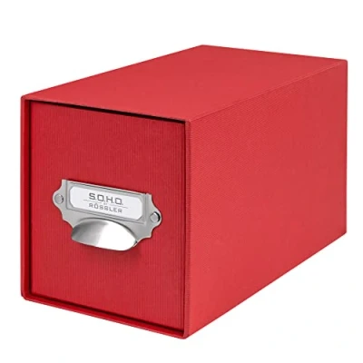 Imagen de Rössler Papier 1327452360 S.O.H.O. Cajón para CD, con etiqueta y asa, rojo, 1 unidad