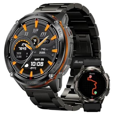 Imagen de KOSPET Reloj Inteligente Hombre GPS, Acero Inoxidable Bateria Larga Duracion Inteligente, 1,43&#039;&#039; AMOLED 50ATM Impermeable Smartwatch Redondo con Llamadas Bluetooth (2 Correa)
