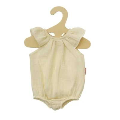 Imagen de Heless 1413 Ropa algodón 100% orgánico, Cuerpo con Volantes en Crudo para muñecas y Peluches Talla 28 35 cm, sólido, Color Beige (1412)