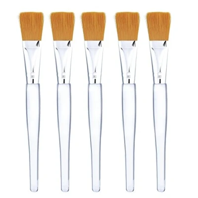 Imagen de Cepillos de Mascarilla Pinceles Máscara Facial Herramientas Cosméticas con Mango Plástico Transparente, 5 Piezas