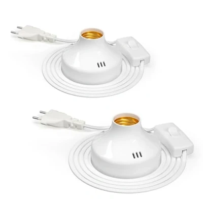 Imagen de TobeBright lámpara de noche con interruptor cable, casquillo E27 vintage, máx. 100 W, mesa para escritorio, dormitorio, salón, estudio, sótano, sin bombillas, paquete 2