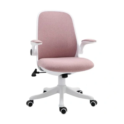 Imagen de Vinsetto Silla Giratoria de Oficina Escritorio Basculante Altura Ajustable con Reposabrazos Elevable Carga 120 kg para Despacho Dormitorio 62,5x60x94 104 cm Rosa