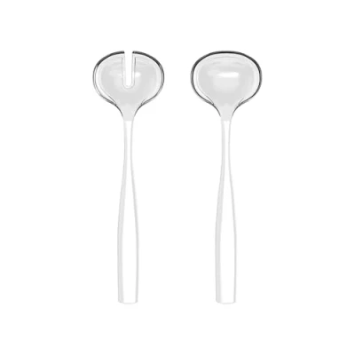 Imagen de Guzzini Juego de 2 cubiertos para ensalada mesa Dolvevita bicolor 29730142 transparente blanco nácar plástico orgánico 28 cm