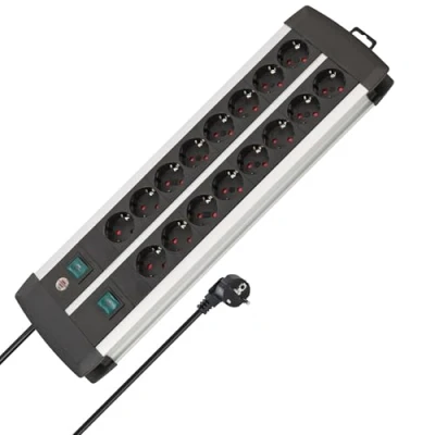 Imagen de Brennenstuhl Premium ALU Line regleta enchufes con 16 Tomas y Interruptor Individual (Cable de 3m, 2X Iluminado, Fabricado en Alemania)