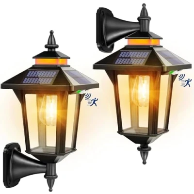 Imagen de COLBOR Farolas Solares Exterior, Luz Solar Exterior con Sensor de Movimiento 2200mAh Foco Decorativo 3 Modos IP65 Impermeable 2 Piezas para Garaje Jardín Patio, Farola