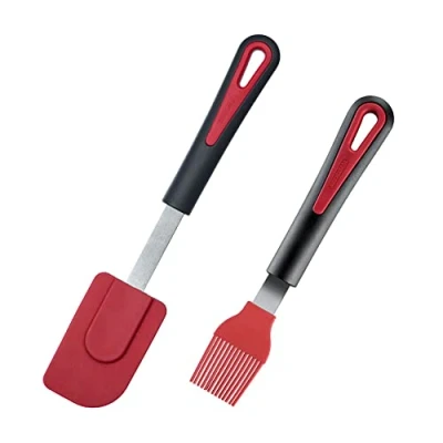 Imagen de Westmark 291622E6 Brocha de silicona y espátula (2 piezas, acero inoxidable/silicona/plástico), color negro rojo