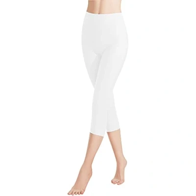 Imagen de Libella 1 Piezas Mujer Leggins 3/4 Mallas Hecho de algodón Capri Pantalones Corto con Cintura Alta Multicolor Ajustado Deportivas 4161 Blanco L